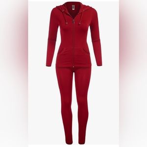 Women's solid zip up hoodie and leggings set Purple- M/L onesiz